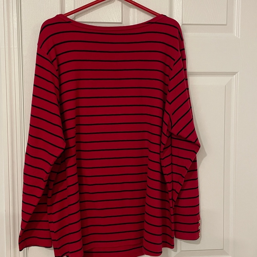 Charter Club Red and Black Striped Dog Beaded Top in Size 3X - Picture 6 of 7